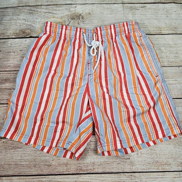 Mens Striped Swim Trunks 5.5" Inseam Pockets Bottoms Out Size Medium - Picture 1 of 6